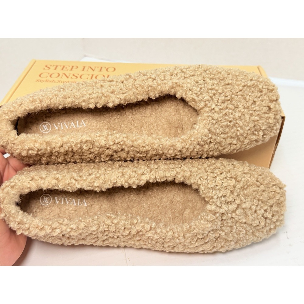 VIVAIA Margot‎ 2.0 Latte Faux Fur Flats Women's EU 39 US 8.5 New In Box - Picture 8 of 8